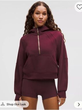 Lululemon Scuba Oversized Half-Zip Hoodie in Burgundy Bay/Gold Sz XL/XXL
